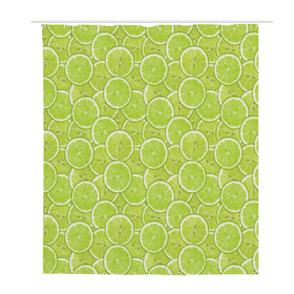 Green Lime Slices Pattern Print Polyester Shower Curtain
