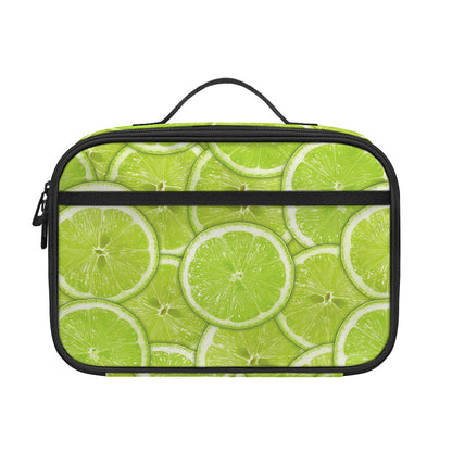 Green Lime Slices Pattern Print Portable Lunch Bag