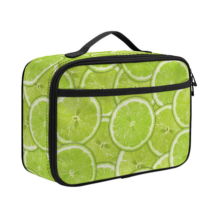 Green Lime Slices Pattern Print Portable Lunch Bag