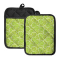 Green Lime Slices Pattern Print Pot Holders With Pocket