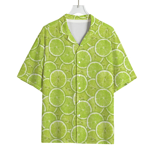 Green Lime Slices Pattern Print Rayon Hawaiian Shirt