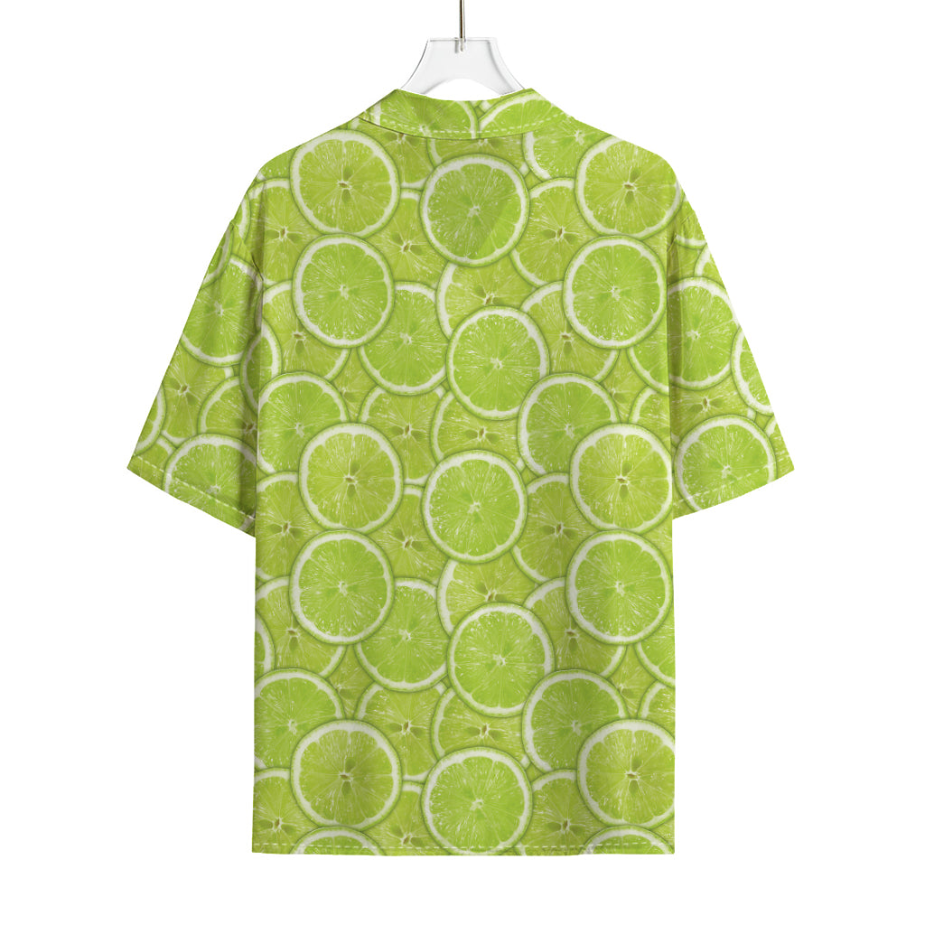 Green Lime Slices Pattern Print Rayon Hawaiian Shirt