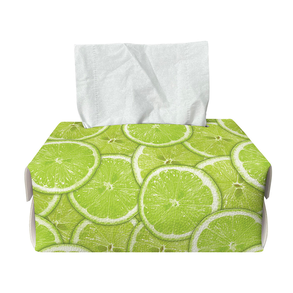 Green Lime Slices Pattern Print Rectangle Tissue Box Cover
