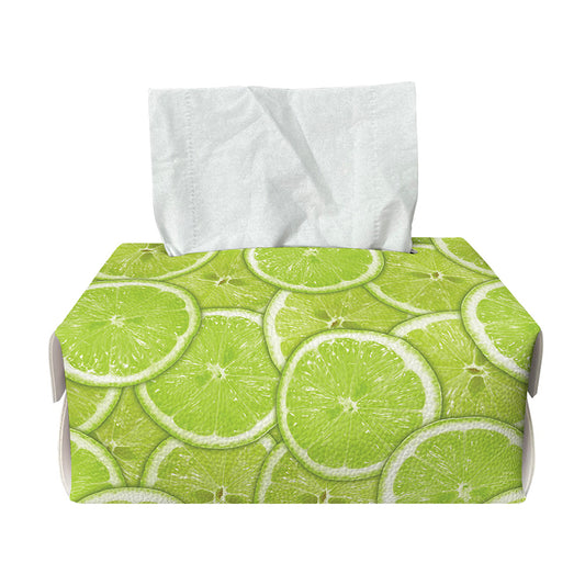 Green Lime Slices Pattern Print Rectangle Tissue Box Cover