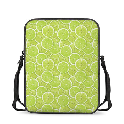 Green Lime Slices Pattern Print Rectangular Crossbody Bag
