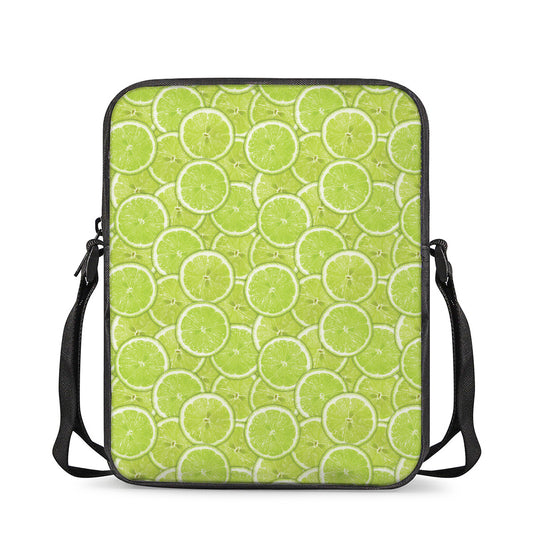 Green Lime Slices Pattern Print Rectangular Crossbody Bag