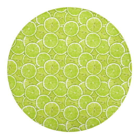 Green Lime Slices Pattern Print Round Blanket
