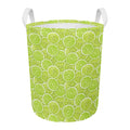 Green Lime Slices Pattern Print Round Laundry Basket