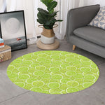 Green Lime Slices Pattern Print Round Rug