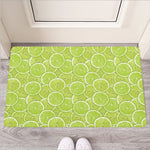 Green Lime Slices Pattern Print Rubber Doormat