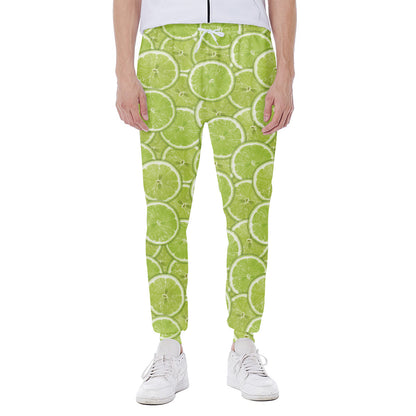 Green Lime Slices Pattern Print Scuba Joggers