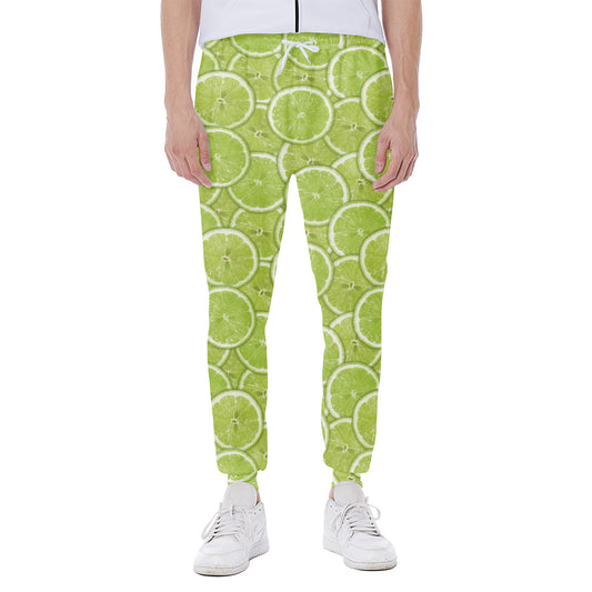 Green Lime Slices Pattern Print Scuba Joggers