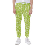Green Lime Slices Pattern Print Scuba Joggers