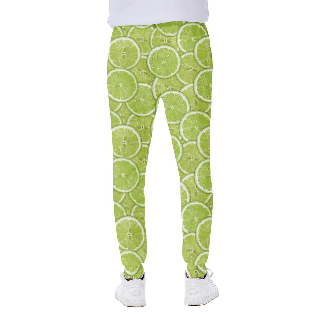Green Lime Slices Pattern Print Scuba Joggers