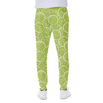 Green Lime Slices Pattern Print Scuba Joggers