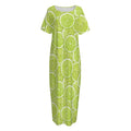Green Lime Slices Pattern Print Short Sleeve Long Nightdress