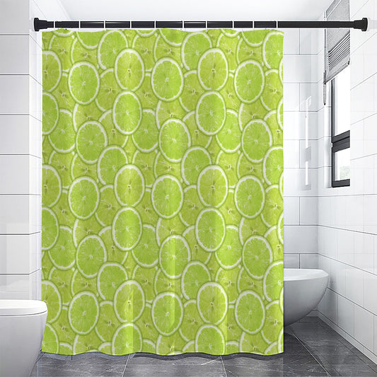 Green Lime Slices Pattern Print Shower Curtain