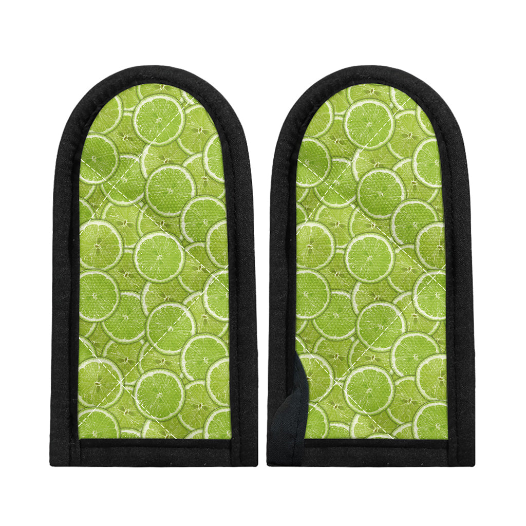 Green Lime Slices Pattern Print Skillet Handle Cover
