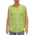 Green Lime Slices Pattern Print Sleeveless Baseball Jersey