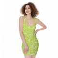 Green Lime Slices Pattern Print Sleeveless Bodycon Dress