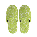 Green Lime Slices Pattern Print Slippers