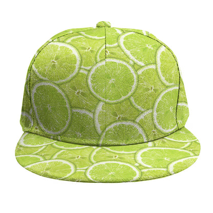 Green Lime Slices Pattern Print Snapback Cap