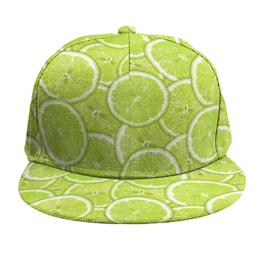 Green Lime Slices Pattern Print Snapback Cap