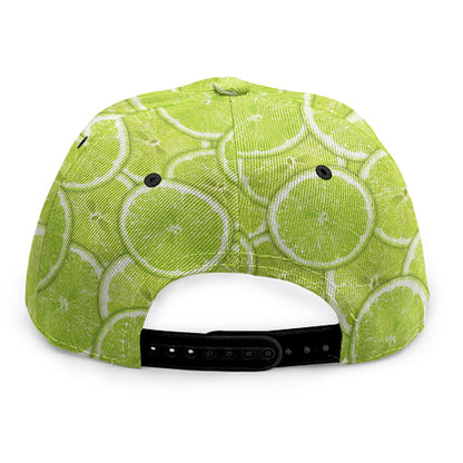 Green Lime Slices Pattern Print Snapback Cap