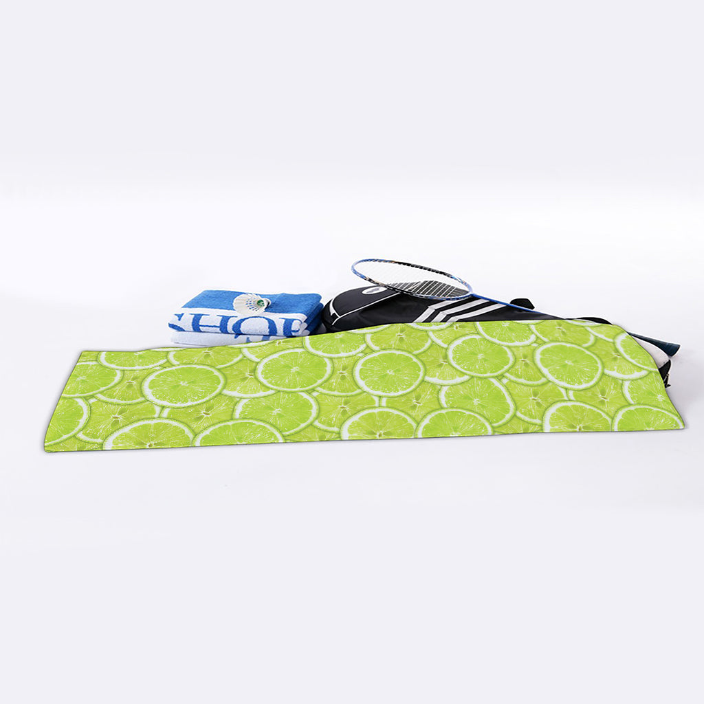 Green Lime Slices Pattern Print Sports Towel