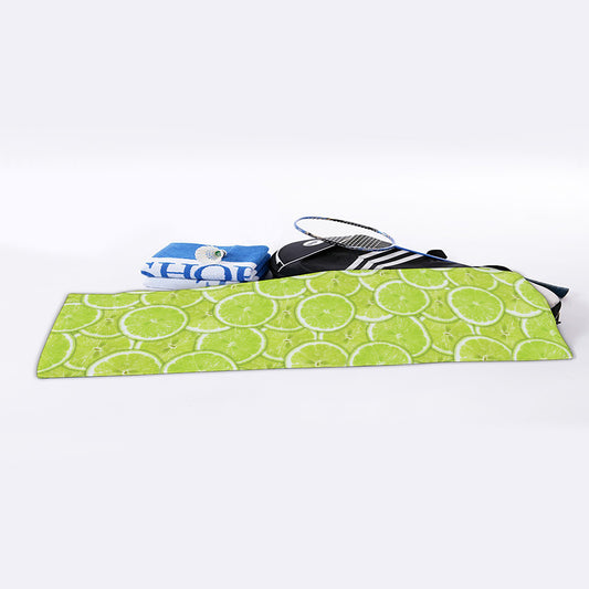 Green Lime Slices Pattern Print Sports Towel