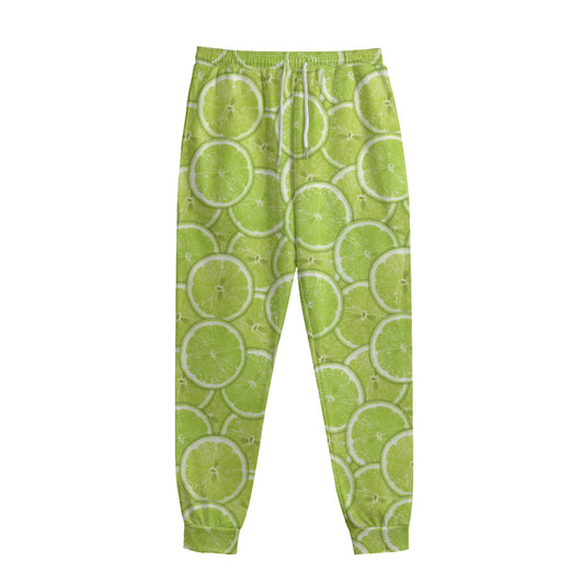 Green Lime Slices Pattern Print Sweatpants