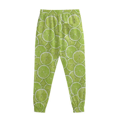 Green Lime Slices Pattern Print Sweatpants