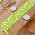 Green Lime Slices Pattern Print Table Runner