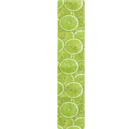 Green Lime Slices Pattern Print Table Runner