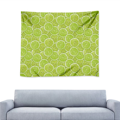 Green Lime Slices Pattern Print Tapestry