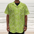 Green Lime Slices Pattern Print Textured Short Sleeve Shirt