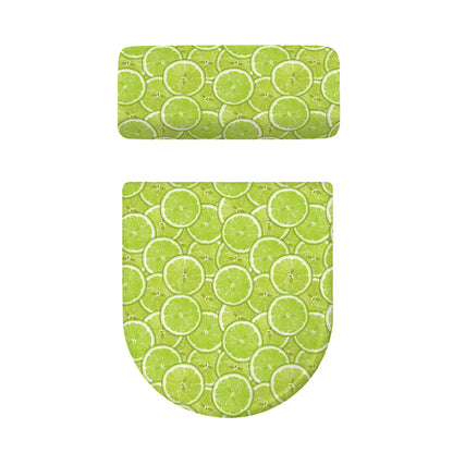 Green Lime Slices Pattern Print Toilet Lid And Tank Cover Set