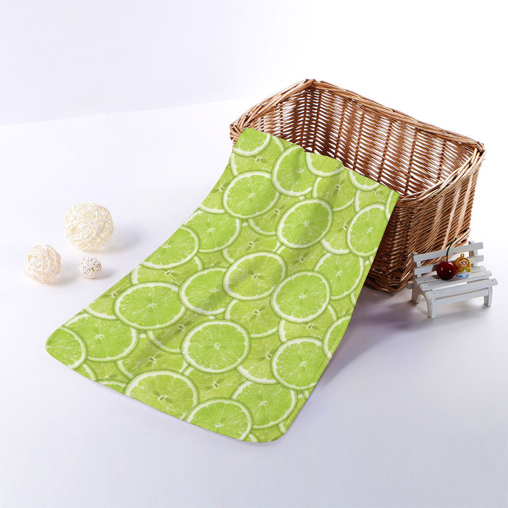 Green Lime Slices Pattern Print Towel