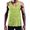 Green Lime Slices Pattern Print Men's Workout Tank Top