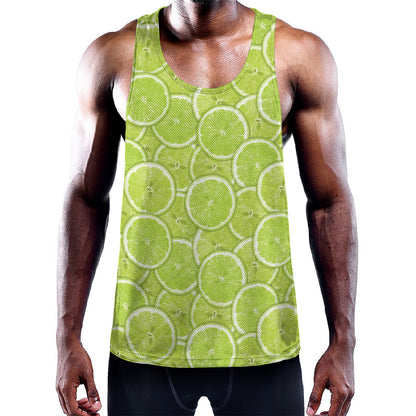 Green Lime Slices Pattern Print Training Tank Top