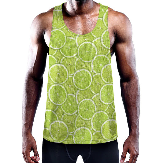 Green Lime Slices Pattern Print Training Tank Top