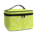 Green Lime Slices Pattern Print Travel Makeup Bag