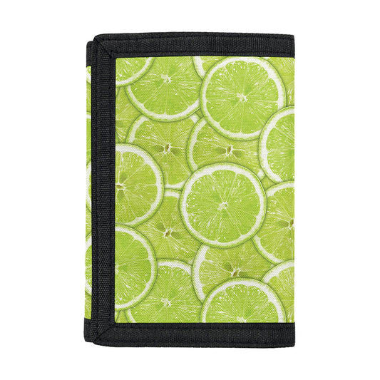 Green Lime Slices Pattern Print Trifold Wallet