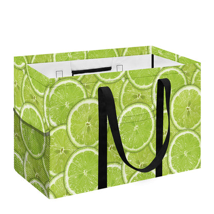 Green Lime Slices Pattern Print Utility Tote Bag