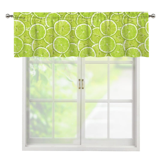 Green Lime Slices Pattern Print Window Valance