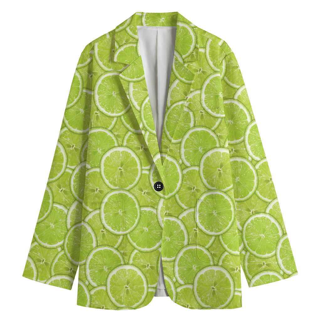 Green Lime Slices Pattern Print Women's Blazer