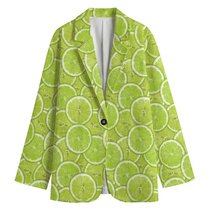 Green Lime Slices Pattern Print Women's Blazer
