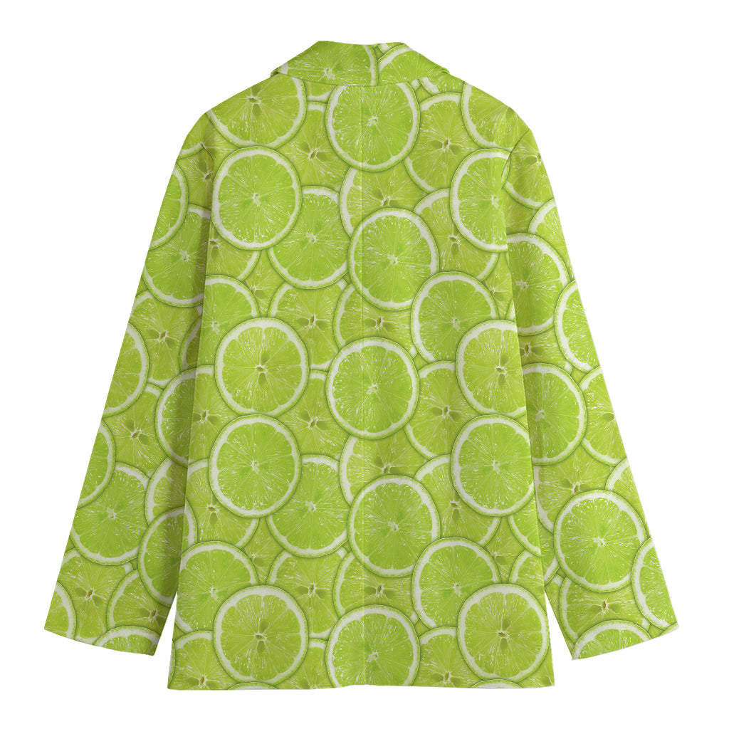 Green Lime Slices Pattern Print Women's Blazer