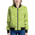 Green Lime Slices Pattern Print Women's Bomber Jacket