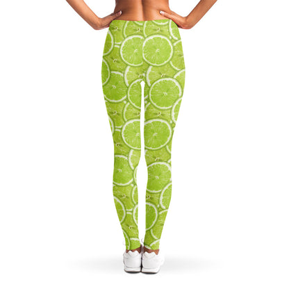 Green Lime Slices Pattern Print Women's Leggings